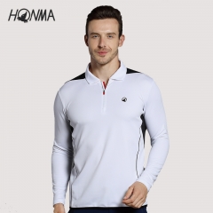 HONMA男装高尔夫服装男士长袖T恤 golf球 拼接时尚运动衫polo衫