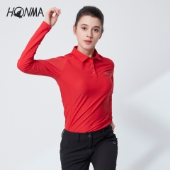 HONMA高尔夫服装女式长袖T恤2020春季速干Polo衫Golf运动女T恤