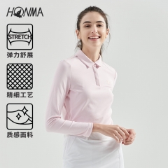 HONMA2020新款高尔夫女装长袖POLO衫T恤简约修身显瘦弹力舒展亲肤
