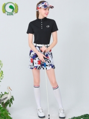 夏季韩国高尔夫服装女短袖时尚显瘦衣服花色短裙套装女士速干球衣